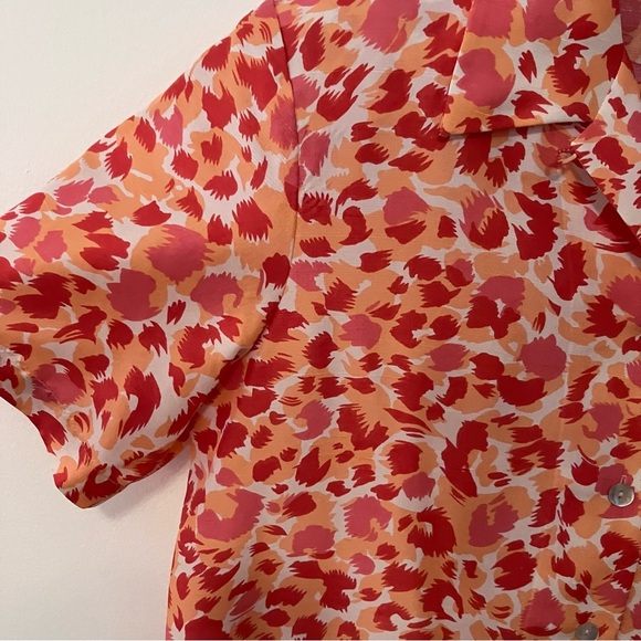 VTG  Jordan Womens M 100% Silk Button Blouse Short-sleeve Abstract Floral Print - Picture 5 of 6